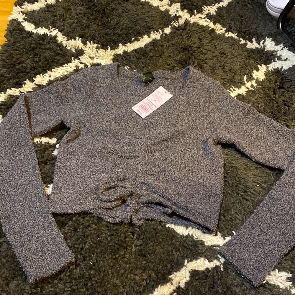 Grey Fitted Cropped Sweater